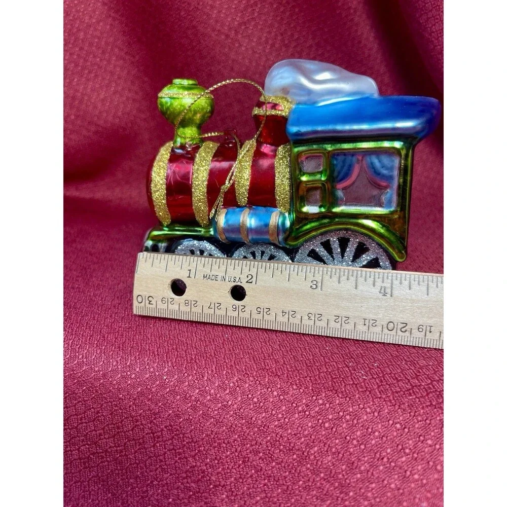 Robert Stanley Train Christmas Ornament Glass Hand-Painted Engineer Locomotive